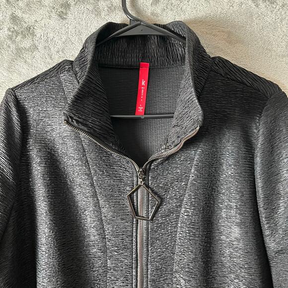IC by Connie K Textured Black Zip Jacket Artsy Art to Wear Avant Garde LG New - Picture 8 of 9